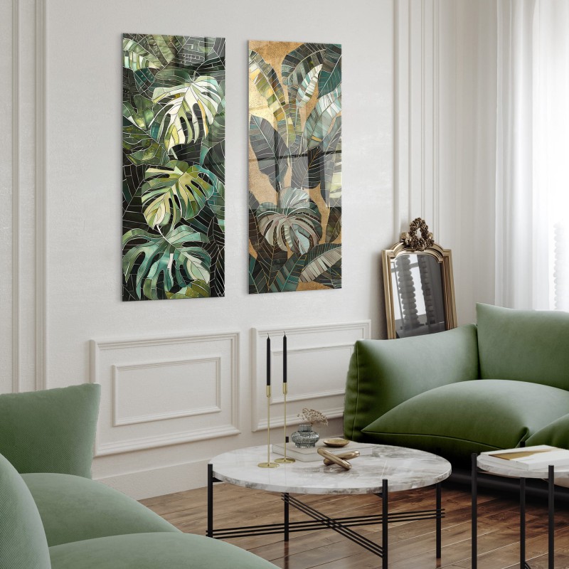 Obraz glasspik Monstera obraz za szkłem metaliczny efekt 50x125 cm