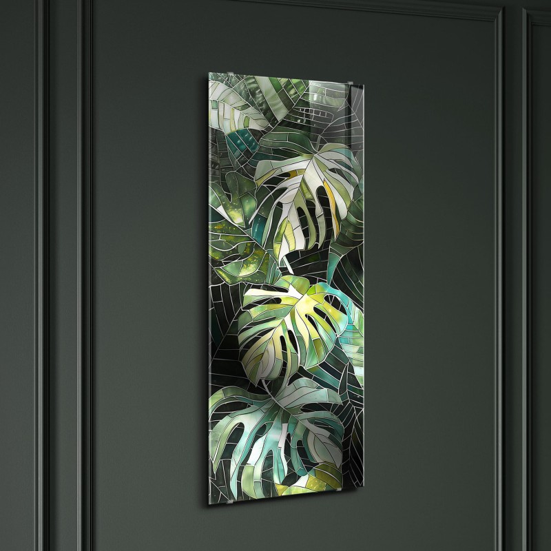 Obraz glasspik Monstera obraz za szkłem metaliczny efekt 50x125 cm