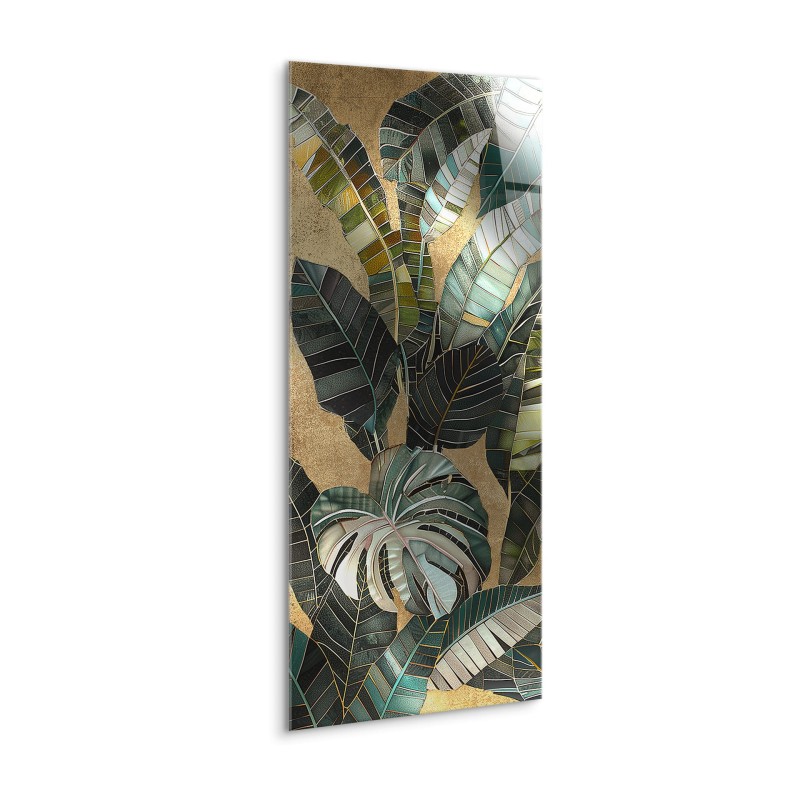 Obraz glasspik Monstera II obraz za szkłem metaliczny efekt 50x125 cm