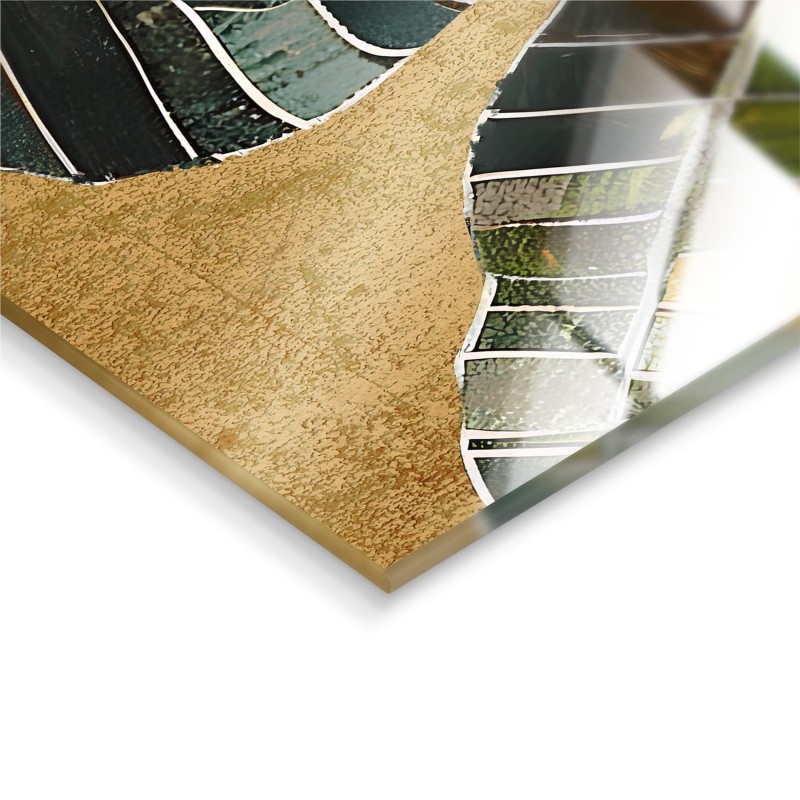 Obraz glasspik Monstera II obraz za szkłem metaliczny efekt 50x125 cm