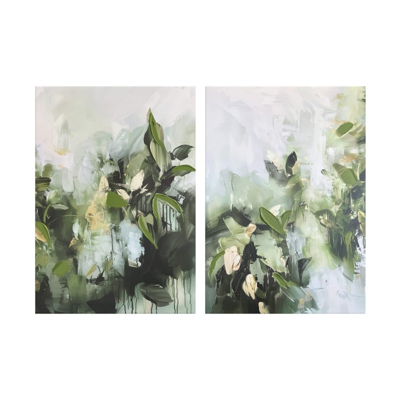 Nowoczesny obraz dwa panele Botanic 50x170 cm biel zieleń mirt