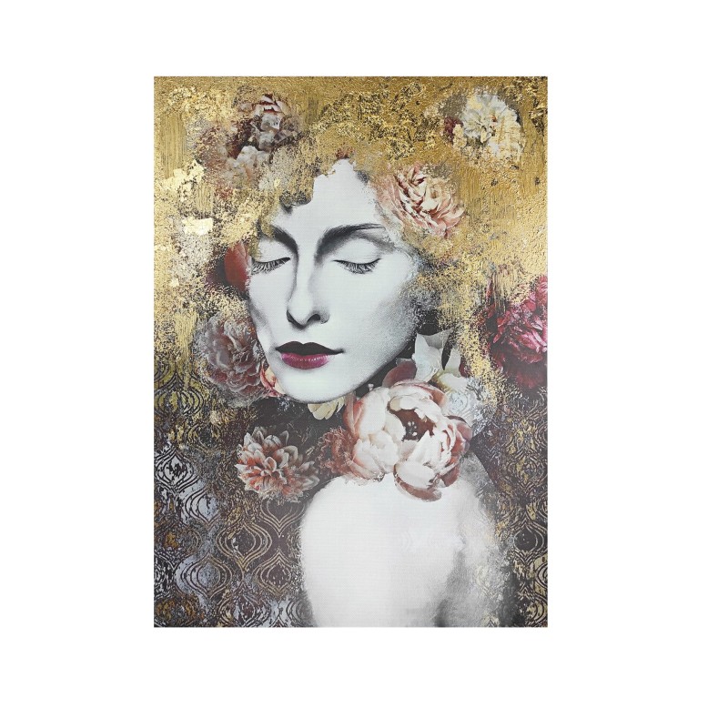 Obraz na płótnie Flower Gold obraz ręcznie malowany 70x100 cm