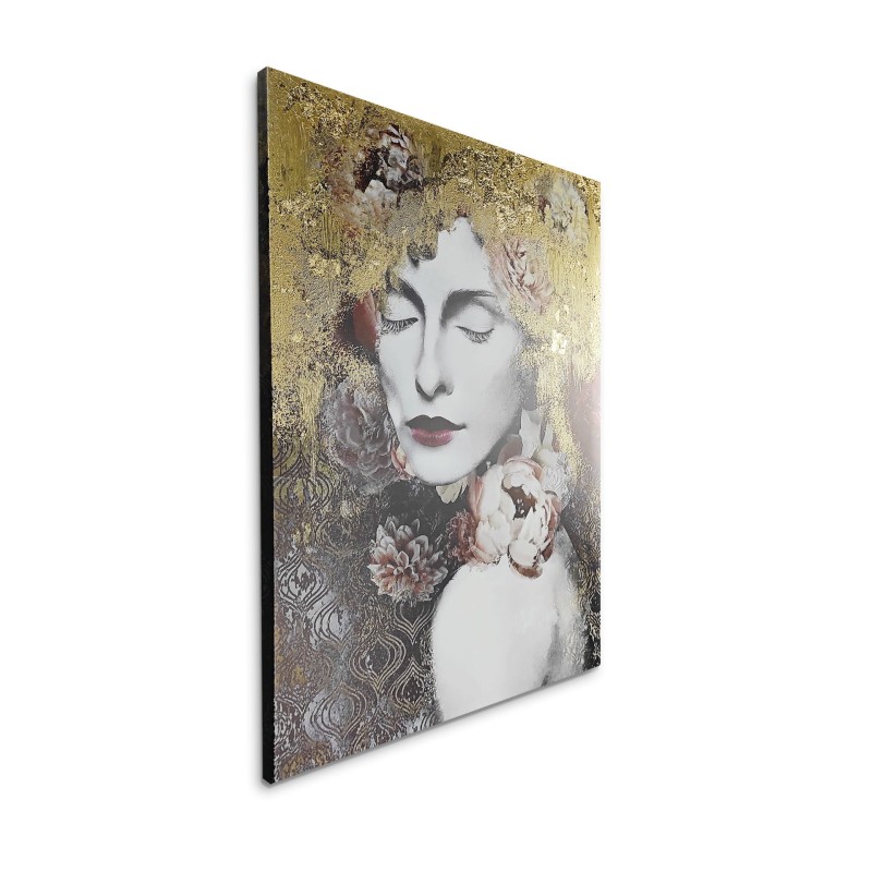 Obraz na płótnie Flower Gold obraz ręcznie malowany 70x100 cm