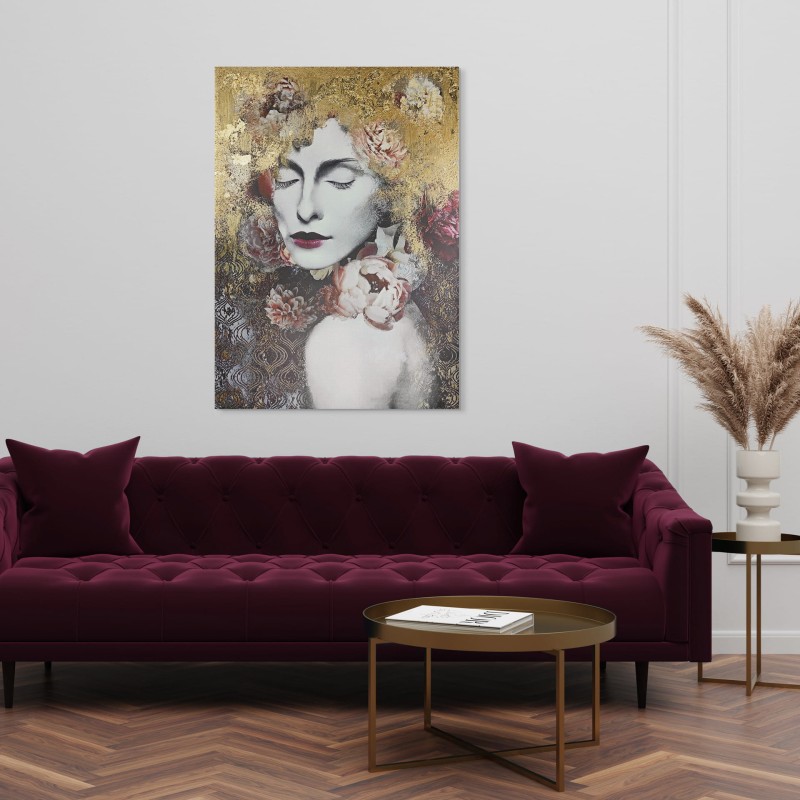 Obraz na płótnie Flower Gold obraz ręcznie malowany 70x100 cm