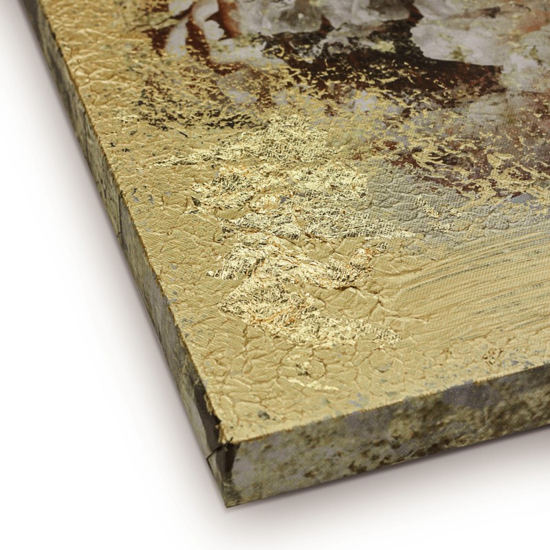 Obraz na płótnie Flower Gold obraz ręcznie malowany 70x100 cm