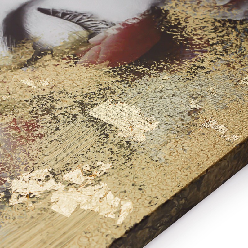 Obraz na płótnie Flower Gold obraz ręcznie malowany 70x100 cm