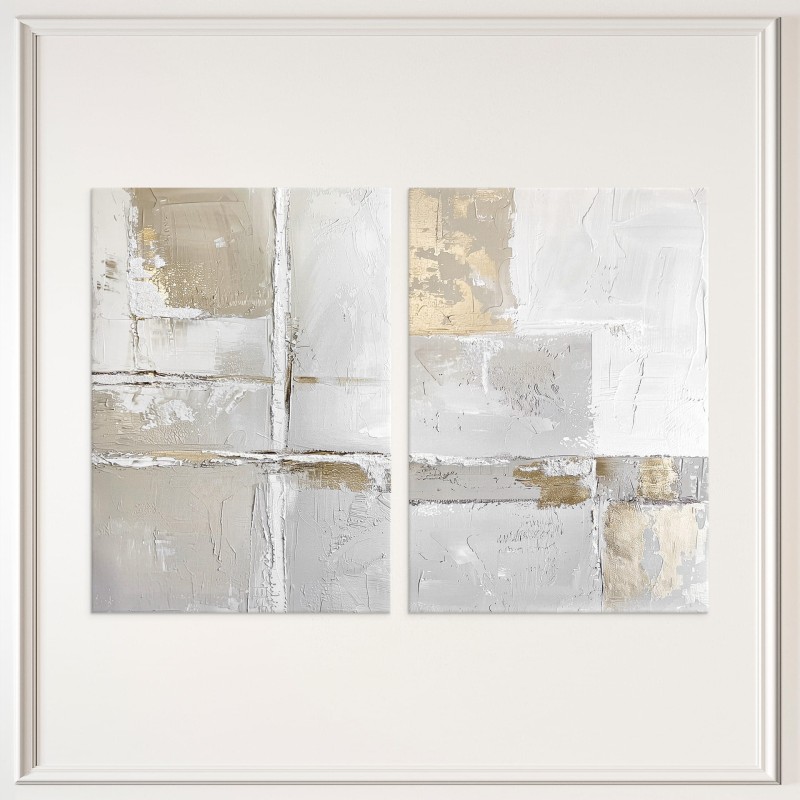 Nowoczesny obraz dwa panele Lyall 50x70 cm biel złoto