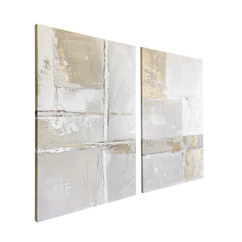 Nowoczesny obraz dwa panele Lyall 50x70 cm biel złoto