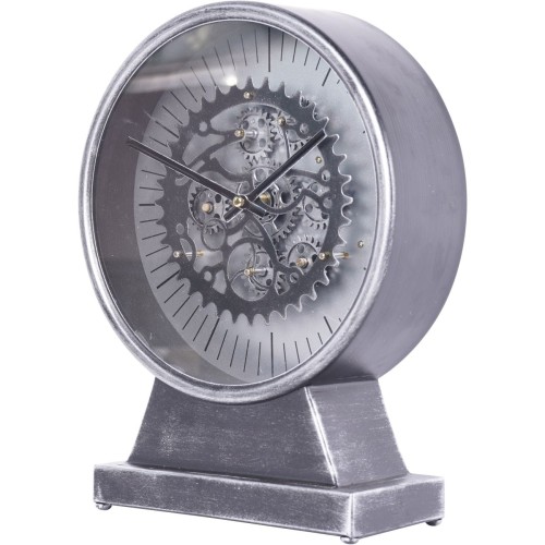 Zegar stojący Ennismore 32 cm srebro czerń ruchomy mechanizm
