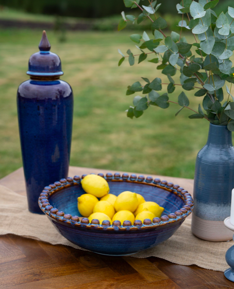 Misa Boscobel Blue Bubble 38 cm średnicy dekoracyjna misa zdobione krawędzie