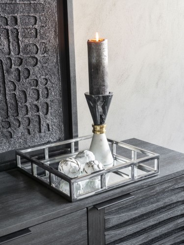 Świecznik marmurowy Marble L 25 cm z mosiężnym detalem