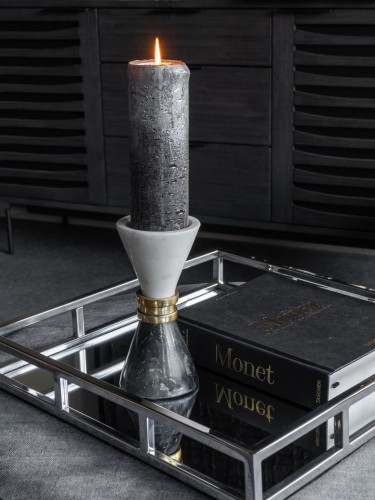 Świecznik marmurowy Marble M 19 cm z mosiężnym detalem