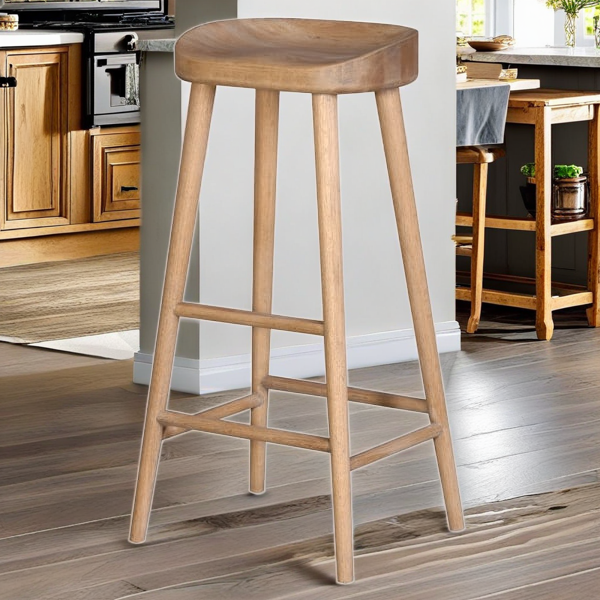 Hoker drewniany dębowy do wyspy kuchennej 82 cm – modern farmhouse, natural