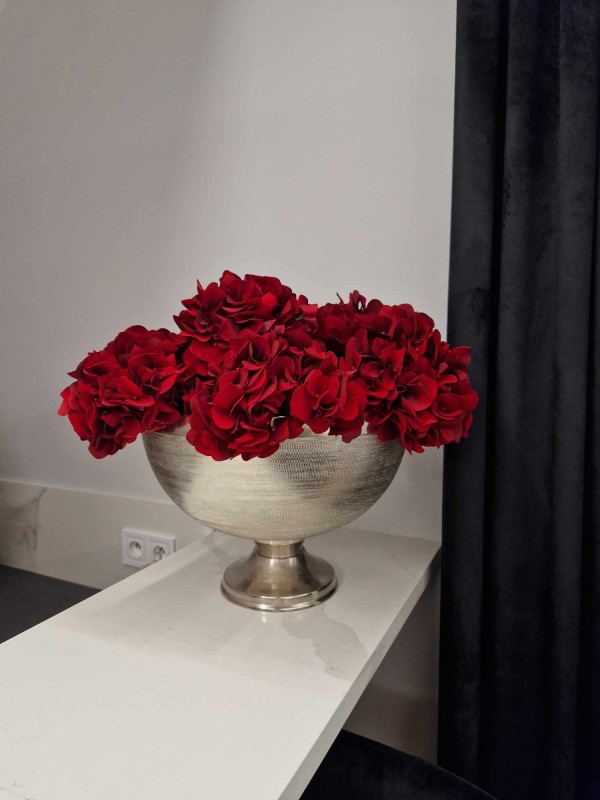 Bukiet Hortensji Red Elegant - 6 sztuk czerwone sztuczne kwiaty
