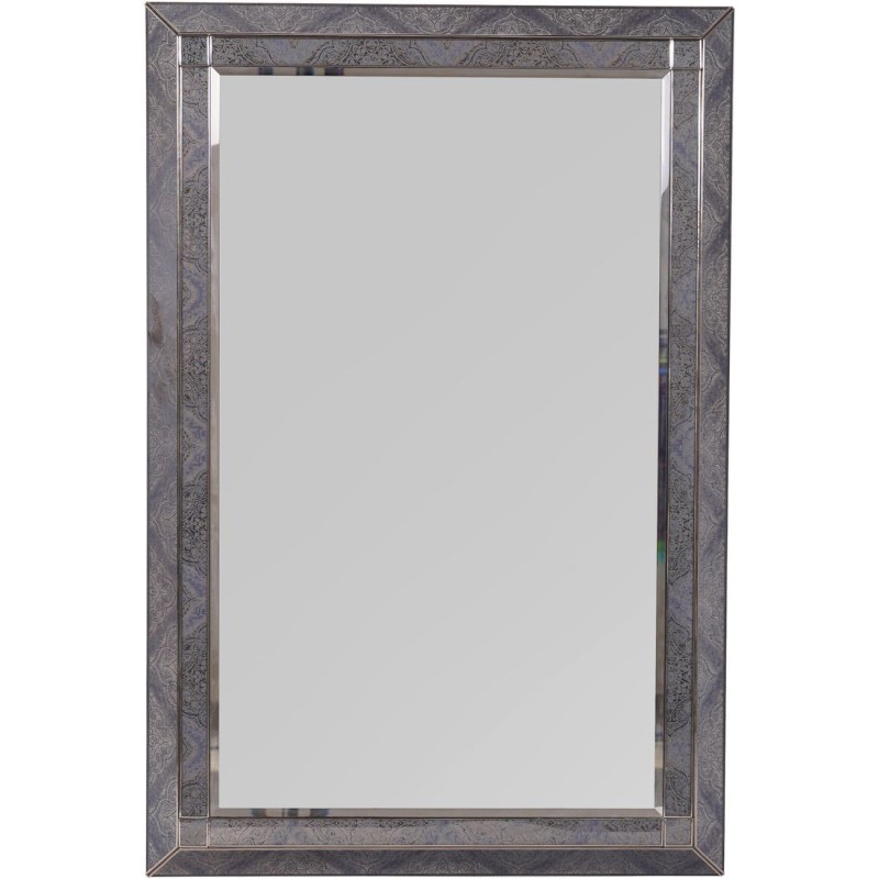 Lustro wiszące Mandala 60x90 cm, prostokątne, niebiesko-szare