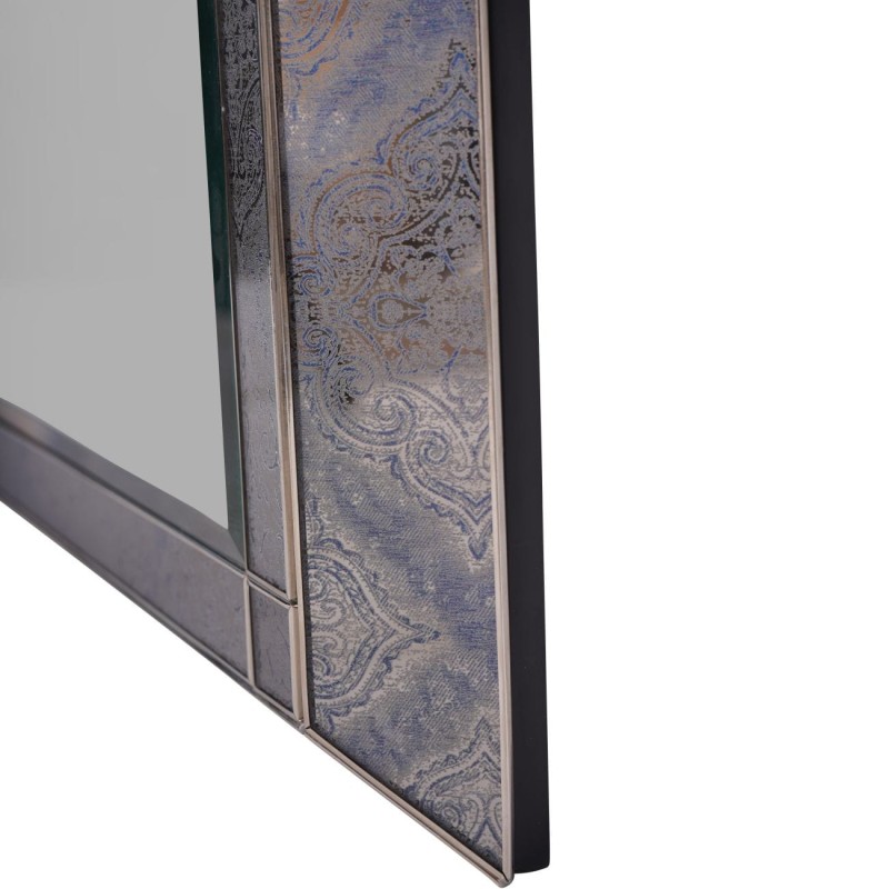 Zdobiona rama lustra Mandala, wzór mandali w odcieniach błękitu i szarości