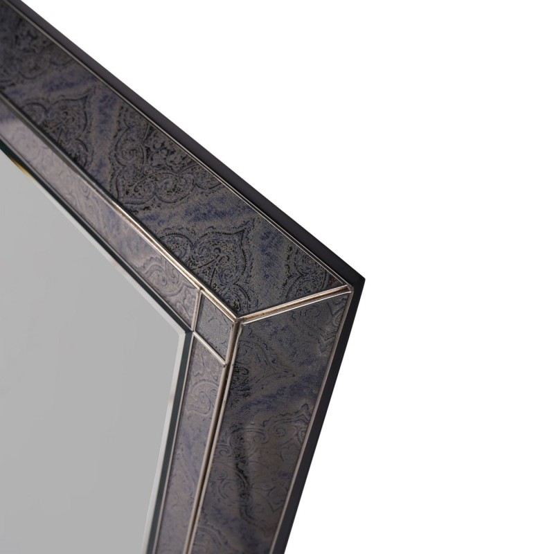 Zdobiona rama lustra Mandala, wzór mandali w odcieniach błękitu i szarości