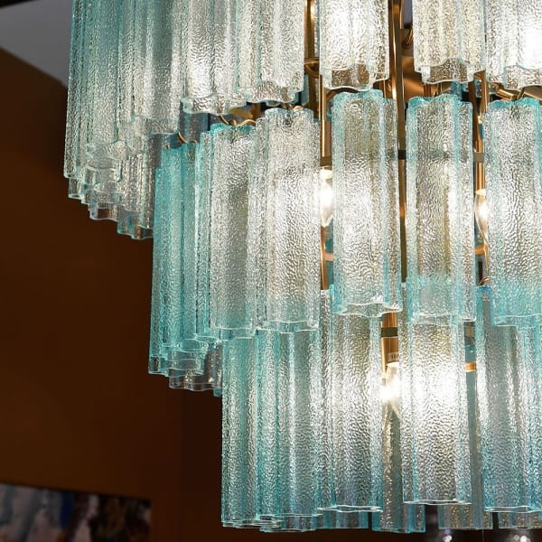 Żyrandol Maldon Blue 110x80 cm niebieskie szkło żelazo duży rozmiar