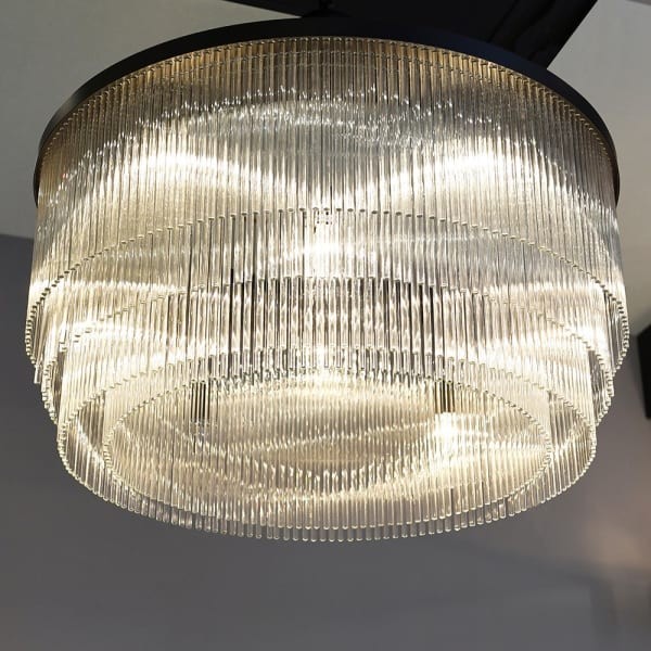 Żyrandol szklany Brompton art deco 90x45 cm czarna rama transparentne szkło