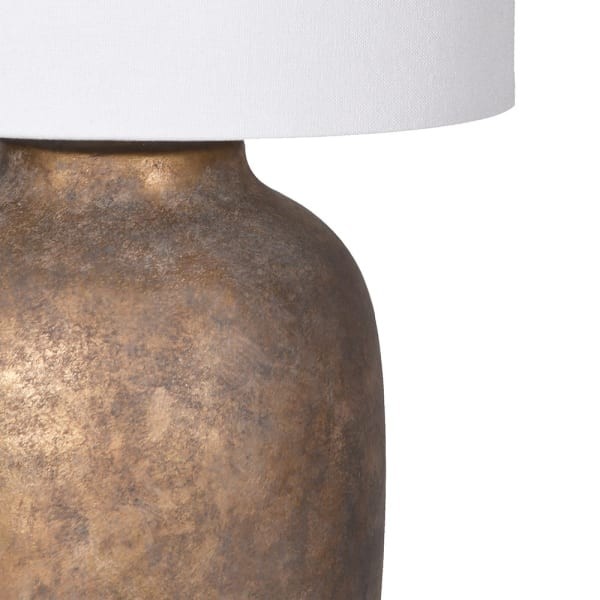 Ekskluzywna ceramiczna lampa stołowa z białym lnianym abażurem K&B London