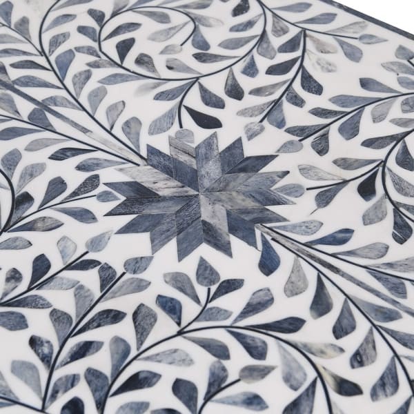 Konsola Belize Blue 123 cm stolik inkrustowany kością biel i niebieski