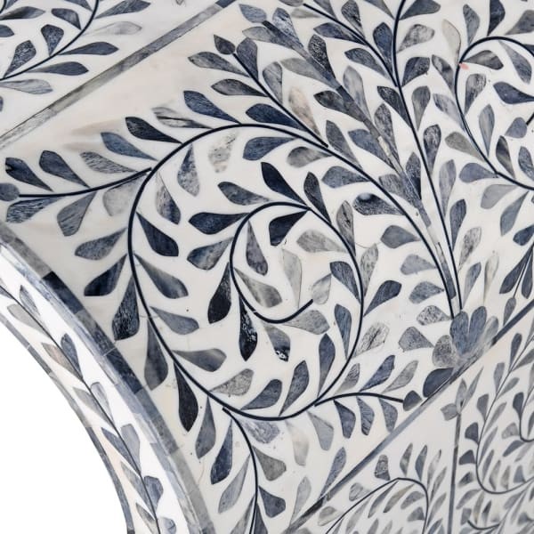 Konsola Belize Blue 123 cm stolik inkrustowany kością biel i niebieski