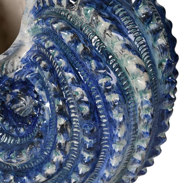 Duży wazon Organic Shell 41 cm niebieska muszla ornament ceramika