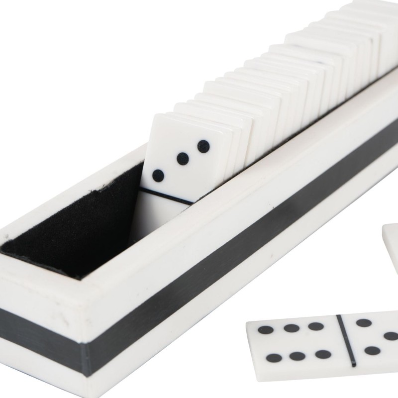 Dekoracyjna gra Domino Black and White 20,5 cm zdobione pudełko ozdoba wnętrza gra domino