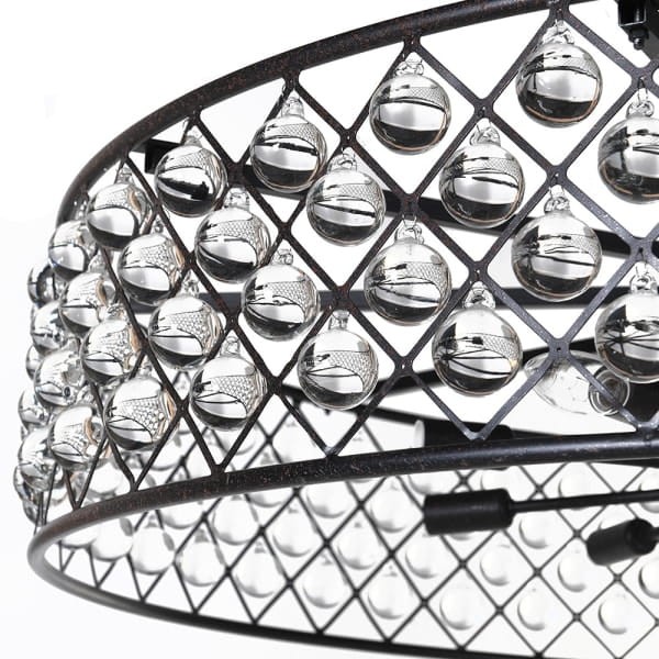 Żyrandol Bremner Hoop 112 cm średnicy czarna rama szklane zawieszki