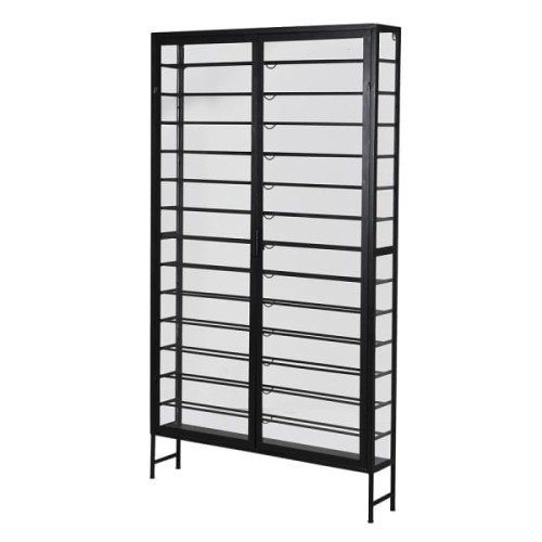 Witryna Iron Wine czarna szafa na wino / butelki 187 cm żelazo szkło 