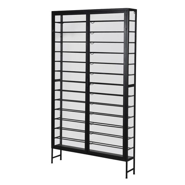 Witryna Iron Wine czarna szafa na wino / butelki 187 cm żelazo szkło