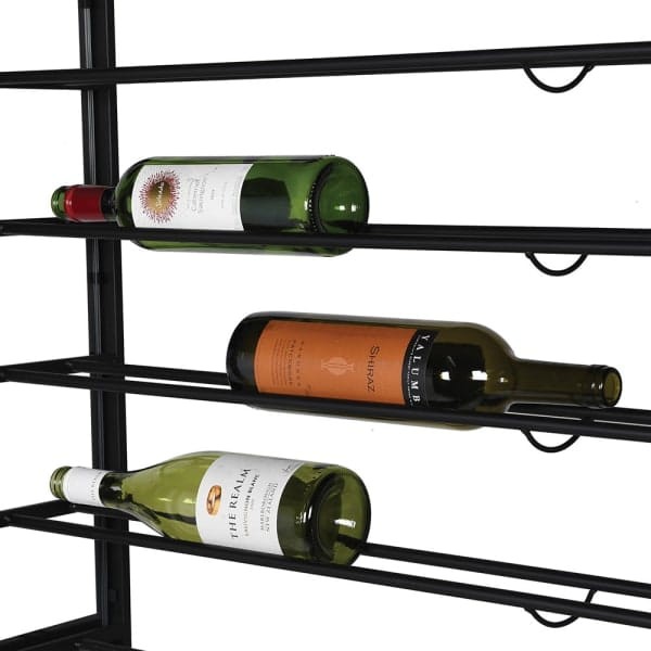 Witryna Iron Wine czarna szafa na wino / butelki 187 cm żelazo szkło