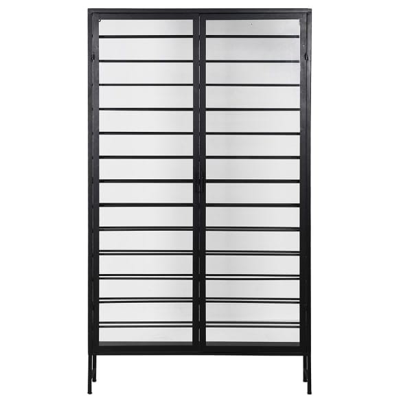 Witryna Iron Wine czarna szafa na wino / butelki 187 cm żelazo szkło