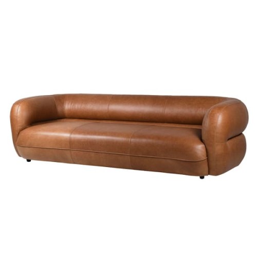 Sofa Belgrave Brown 240 cm – brązowa sofa trzyosobowa o zaokrąglonej formie