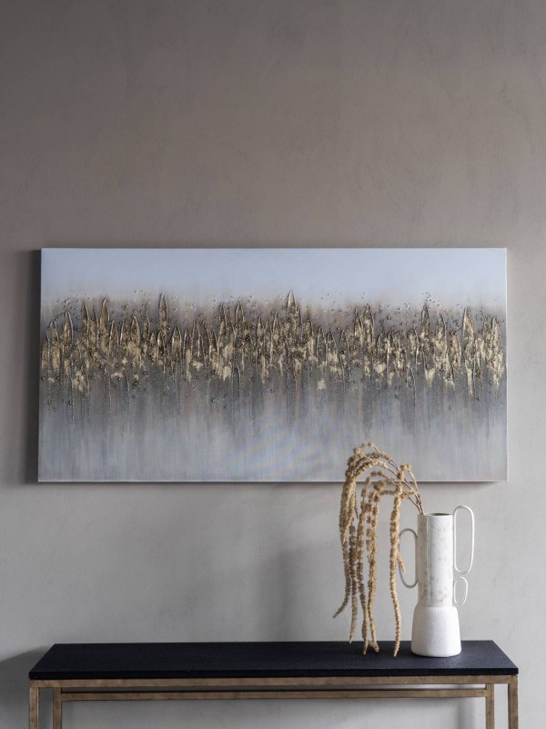 Obraz Sparkling Abstract 150x75 cm złoto jasne kolory ręcznie wykończony poziomy obraz unikat