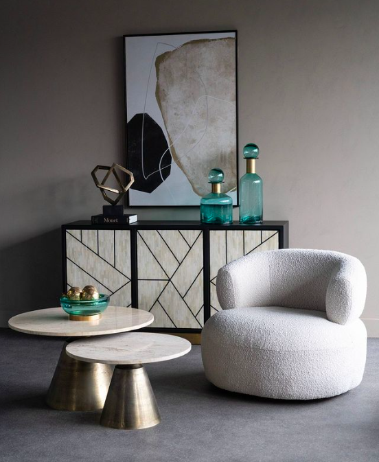 Stolik kawowy Camden Marble 75 cm okrągły stolik z marmurowym blatem