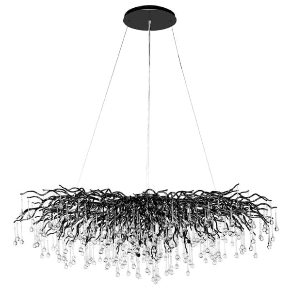 Żyrandol Innovation Black 48x150 cm szklane krople czarna rama przeźroczyste szkło