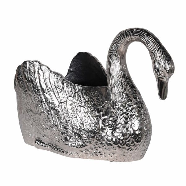 Cooler Swan 38 cm - srebrny cooler aluminium - motyw łabędzia