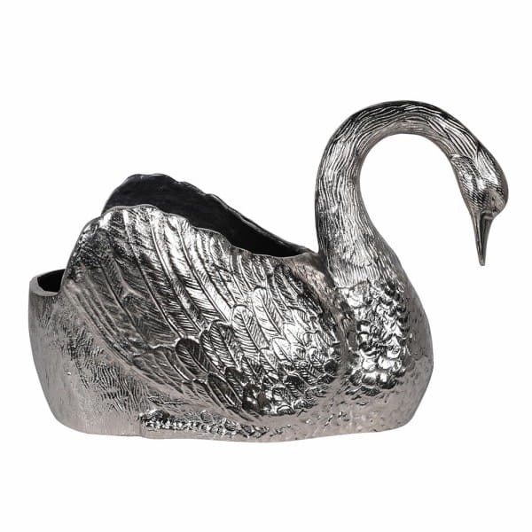 Cooler Swan 38 cm - srebrny cooler aluminium - motyw łabędzia