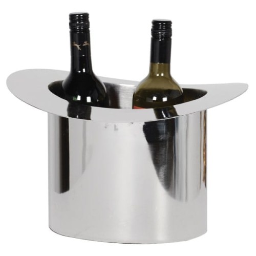 Cooler Hat na dwie butelki – srebrny stalowy cooler do wina i szampana
