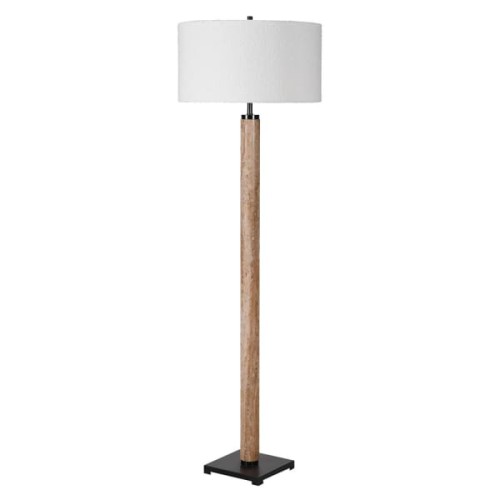 Lampa podłogowa Bromley 165 cm – brązowy marmur i jasny abażur
