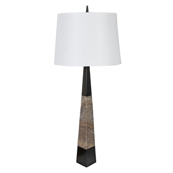Lampa stołowa Bromley Black 90 cm z brązowego marmuru i czarnego żelaza