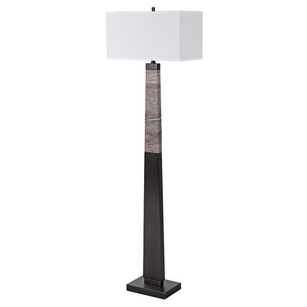 Lampa podłogowa Bromley Black 170 cm z brązowego marmuru i czarnego żelaza