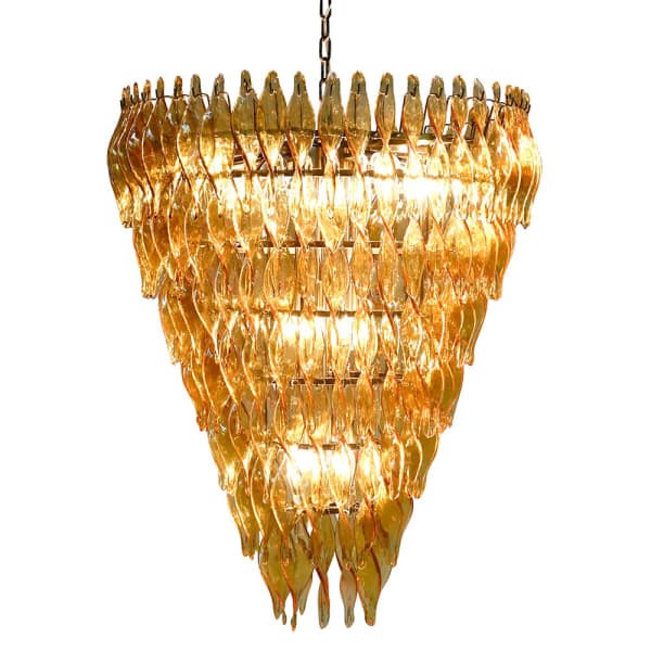 Duży bursztynowy żyrandol szklany Maldon Amber 100 cm