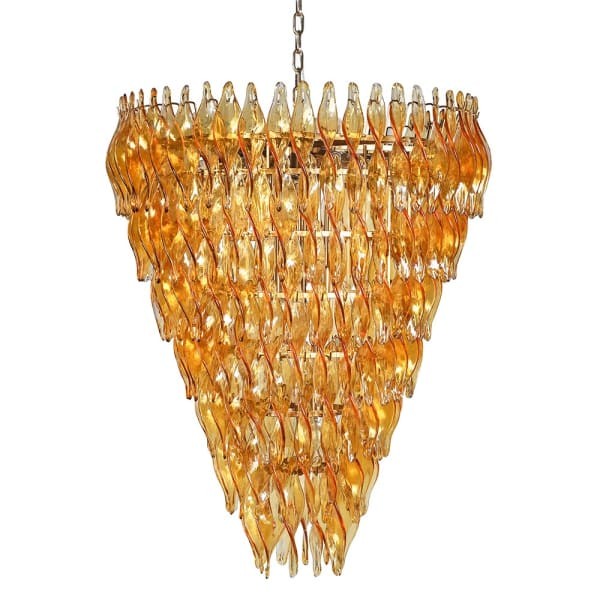 Bursztynowy szklany żyrandol Maldon Amber 100x75 cm