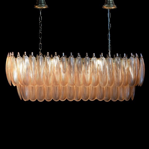 Prostokątny żyrandol Kensington 95 cm szerokości szklane panele