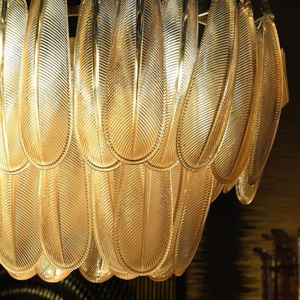 Prostokątny żyrandol Kensington 95 cm szerokości szklane panele