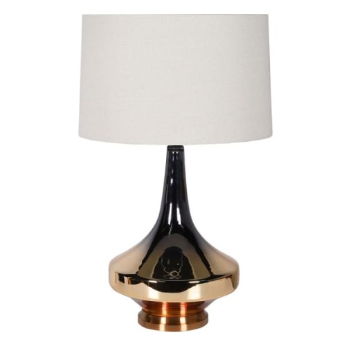 Duża lampa stołowa Mayfair Gold 74 cm szklana podstawa biały abażur