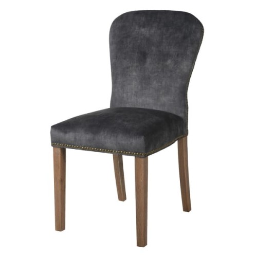 Krzesło tapicerowane Eccleston Charcoal szary velvet drewniane nogi