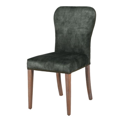 Krzesło tapicerowane Eccleston Green zielony velvet drewniane nogi